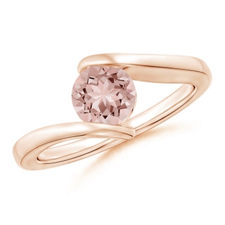 6mm AAAA Bar-Set Solitaire Round Morganite Bypass Ring in Rose Gold