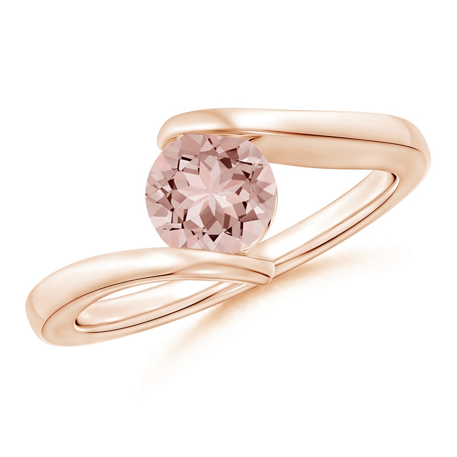 6mm AAAA Bar-Set Solitaire Round Morganite Bypass Ring in Rose Gold 