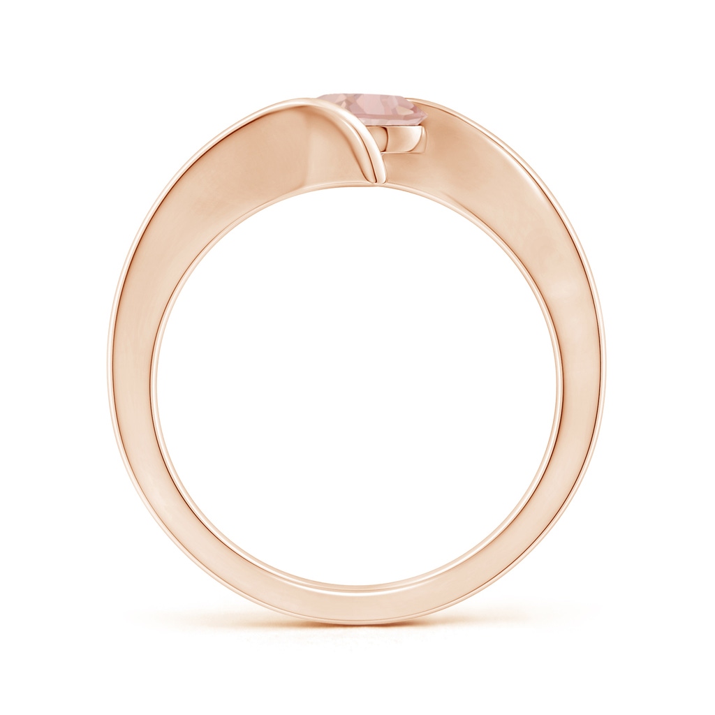 6mm AAAA Bar-Set Solitaire Round Morganite Bypass Ring in Rose Gold Side-1