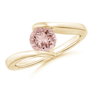 6mm AAAA Bar-Set Solitaire Round Morganite Bypass Ring in Yellow Gold