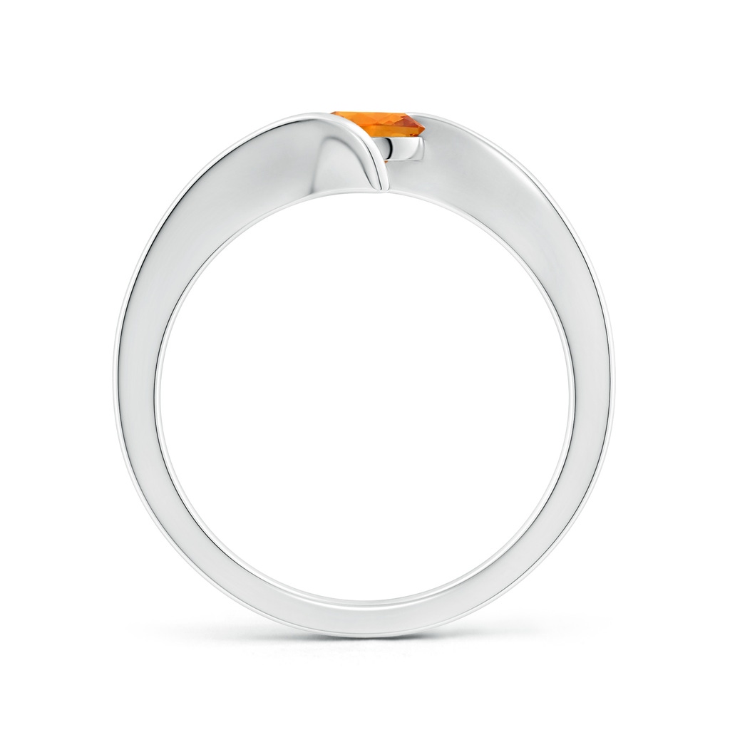 5mm AAA Bar-Set Solitaire Round Orange Sapphire Bypass Ring in White Gold Side 1