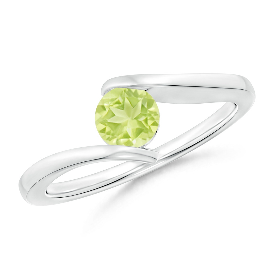 5mm A Bar-Set Solitaire Round Peridot Bypass Ring in S999 Silver 