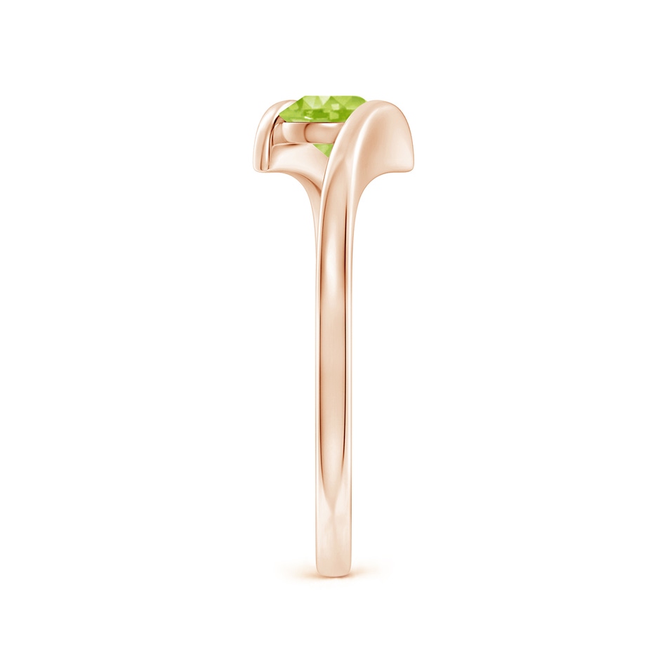 5mm AA Bar-Set Solitaire Round Peridot Bypass Ring in Rose Gold side 299