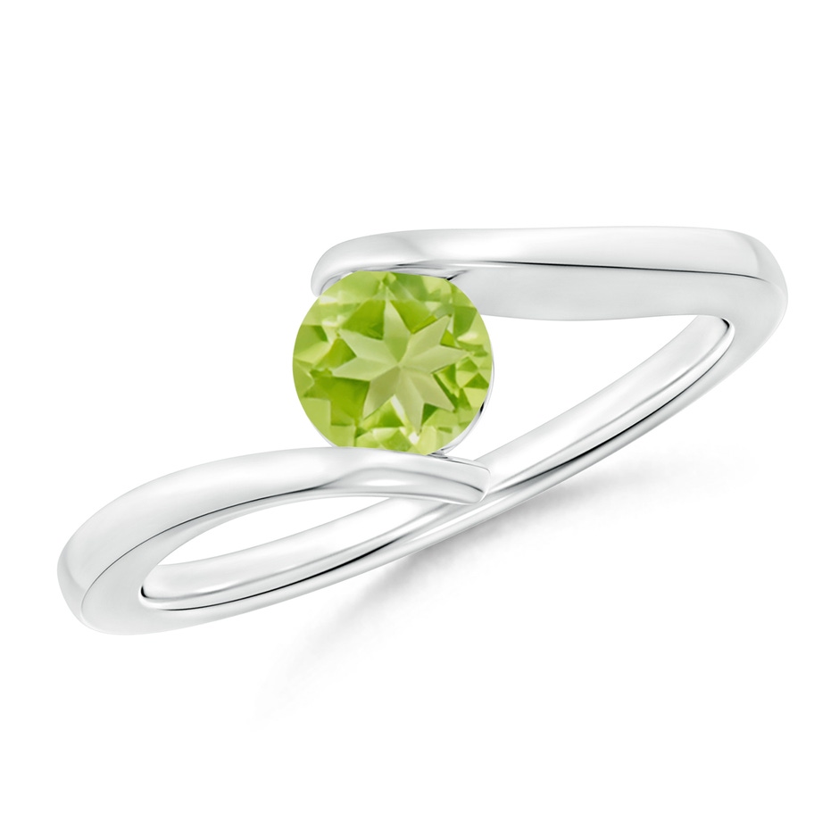 5mm AA Bar-Set Solitaire Round Peridot Bypass Ring in White Gold 
