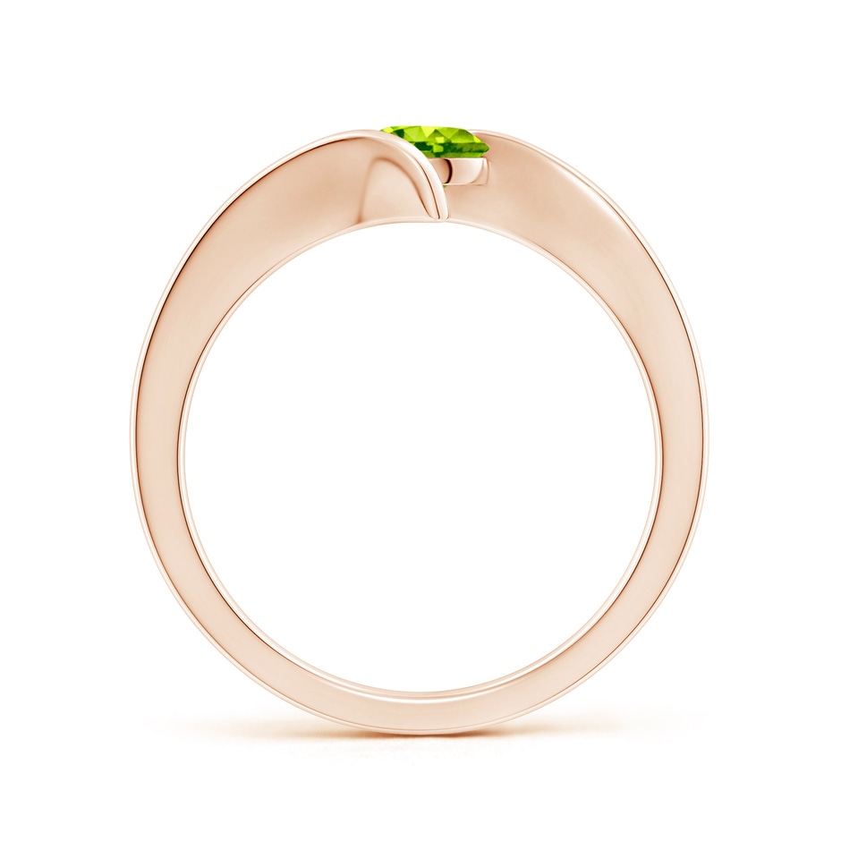 5mm AAA Bar-Set Solitaire Round Peridot Bypass Ring in Rose Gold side 199