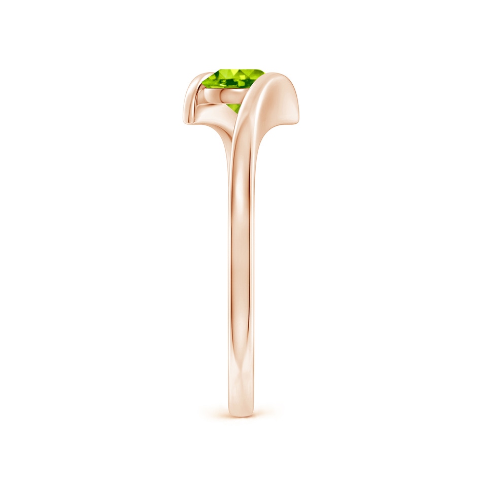 5mm AAA Bar-Set Solitaire Round Peridot Bypass Ring in Rose Gold side 299
