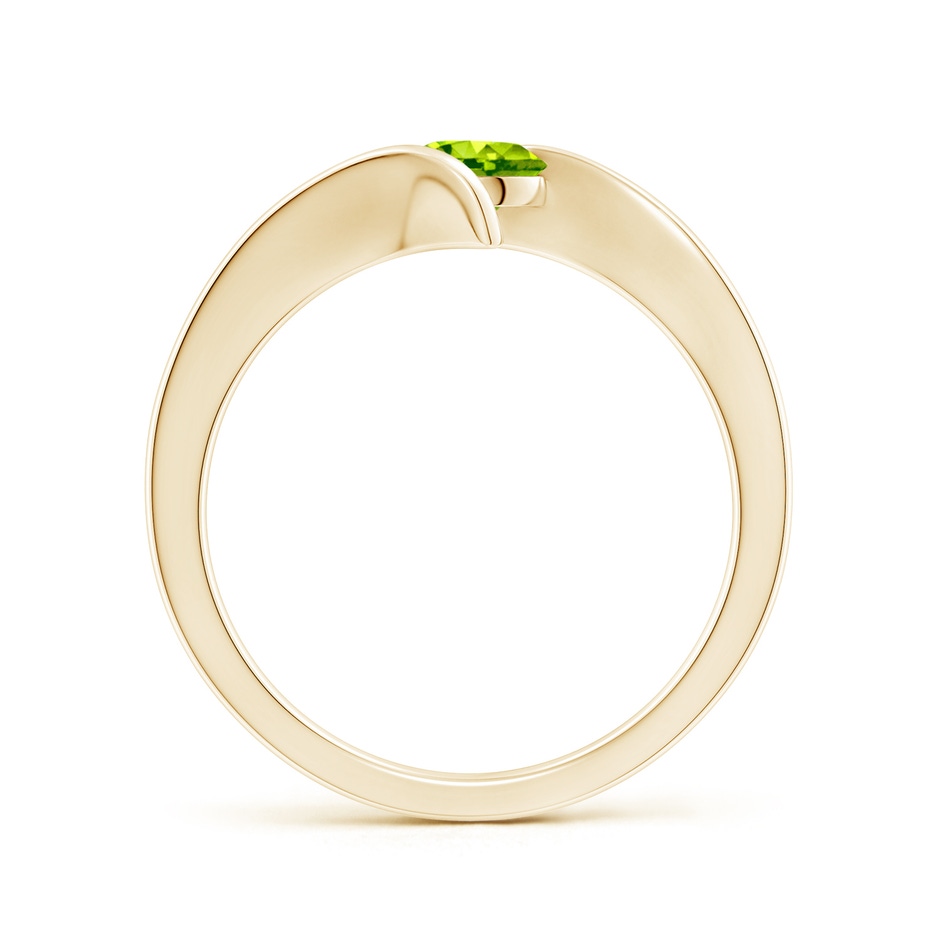5mm AAA Bar-Set Solitaire Round Peridot Bypass Ring in Yellow Gold side 199