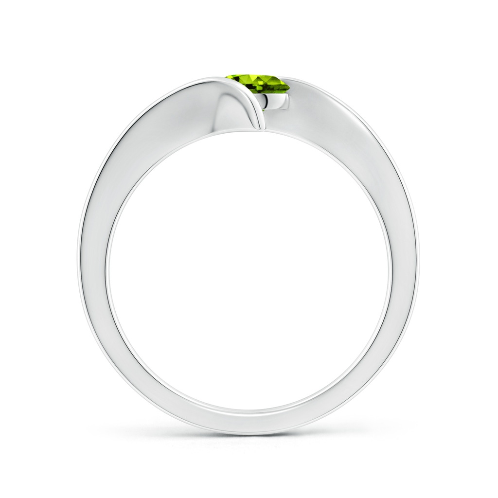 5mm AAAA Bar-Set Solitaire Round Peridot Bypass Ring in White Gold Side-1