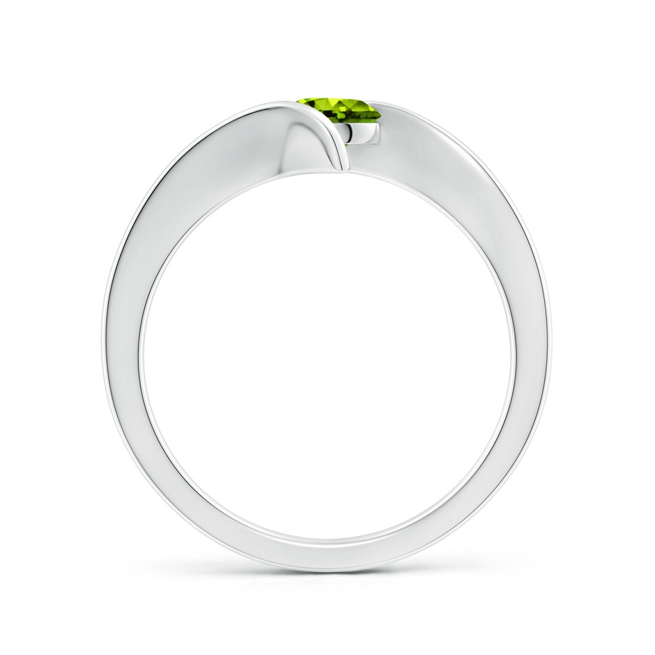 5mm AAAA Bar-Set Solitaire Round Peridot Bypass Ring in White Gold side 199