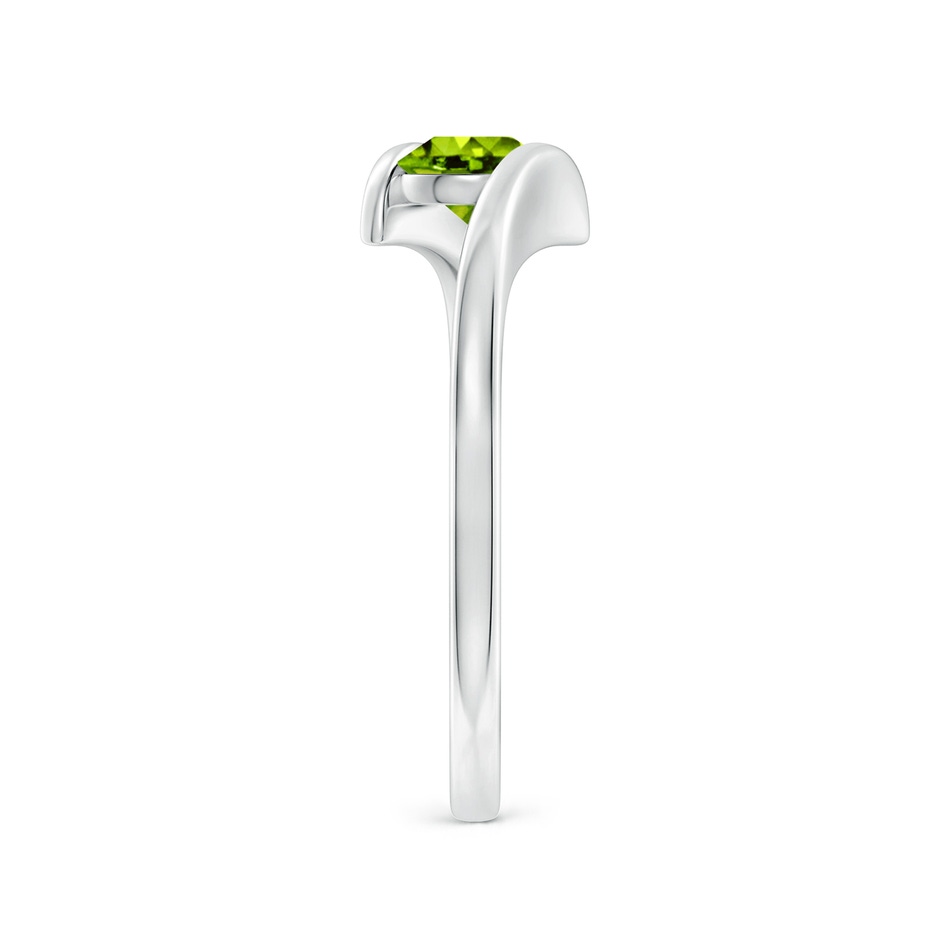 5mm AAAA Bar-Set Solitaire Round Peridot Bypass Ring in White Gold side 299