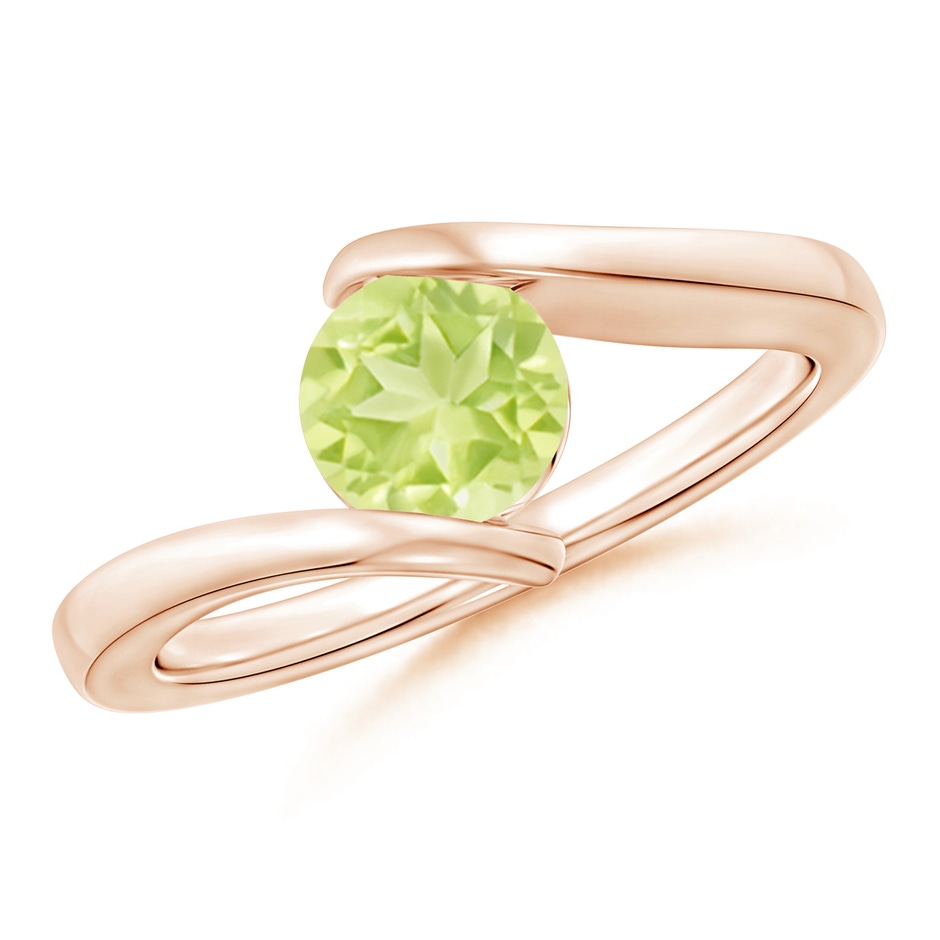 6mm A Bar-Set Solitaire Round Peridot Bypass Ring in 18K Rose Gold 