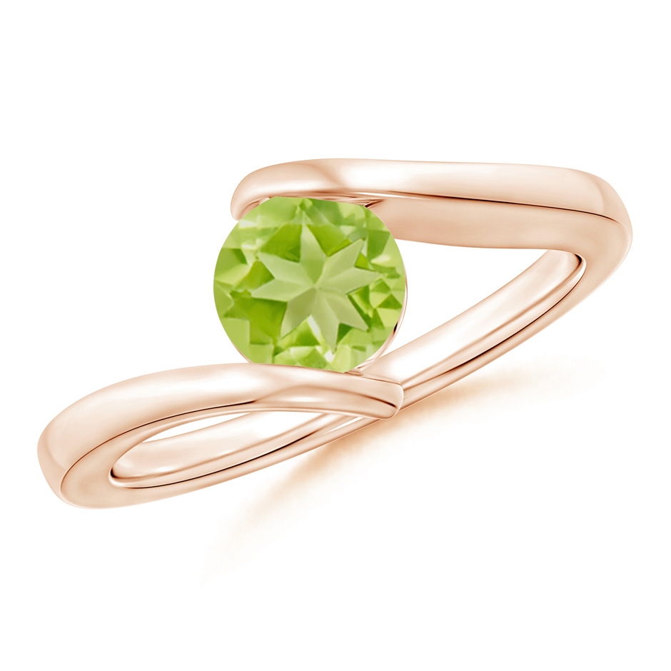 6mm AA Bar-Set Solitaire Round Peridot Bypass Ring in Rose Gold 