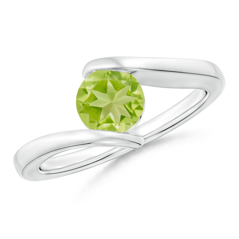 6mm AA Bar-Set Solitaire Round Peridot Bypass Ring in White Gold 
