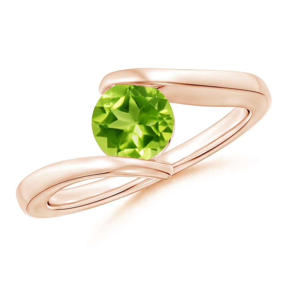 6mm AAA Bar-Set Solitaire Round Peridot Bypass Ring in 18K Rose Gold 