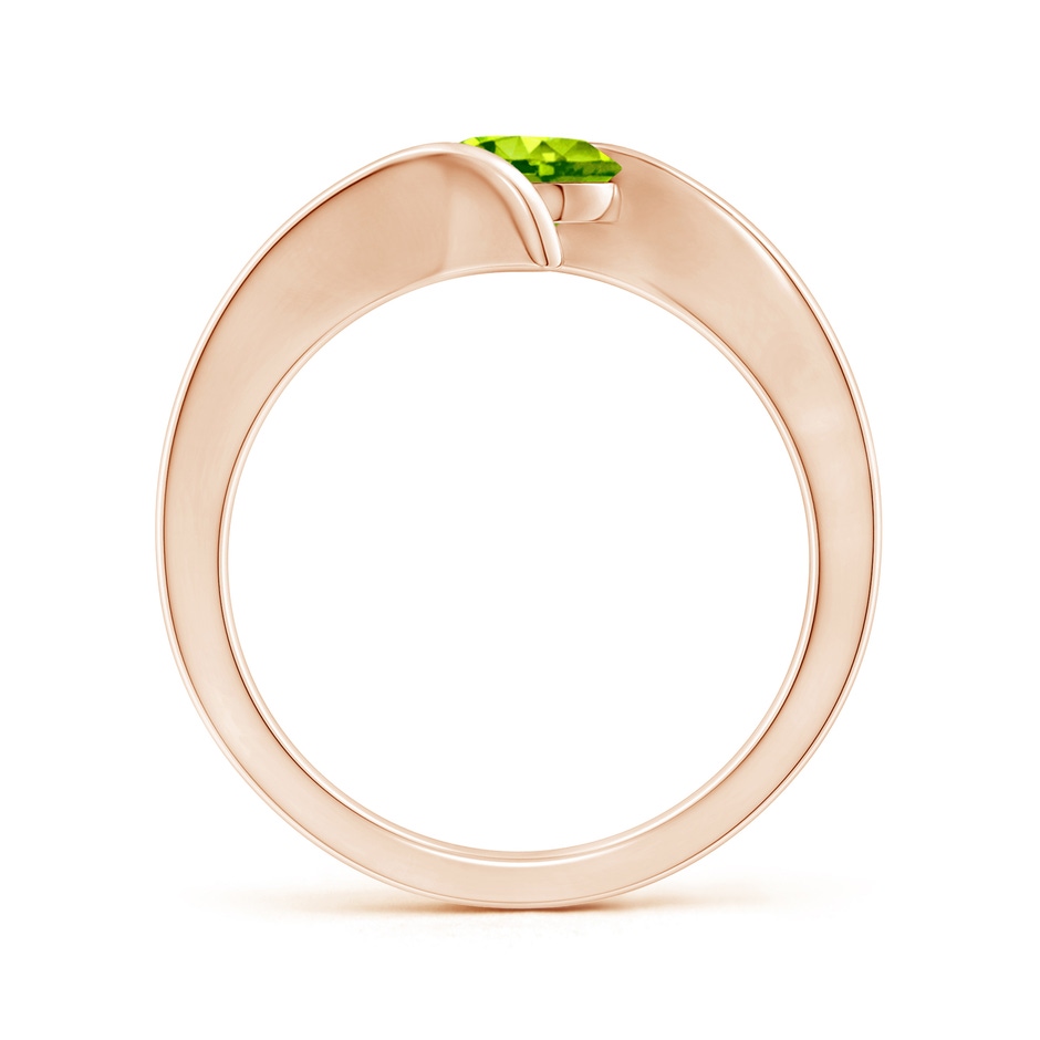 6mm AAA Bar-Set Solitaire Round Peridot Bypass Ring in 18K Rose Gold side 199