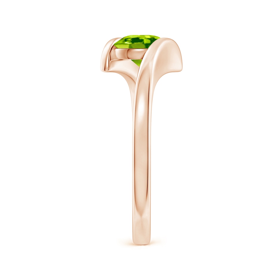 6mm AAA Bar-Set Solitaire Round Peridot Bypass Ring in 18K Rose Gold side 299