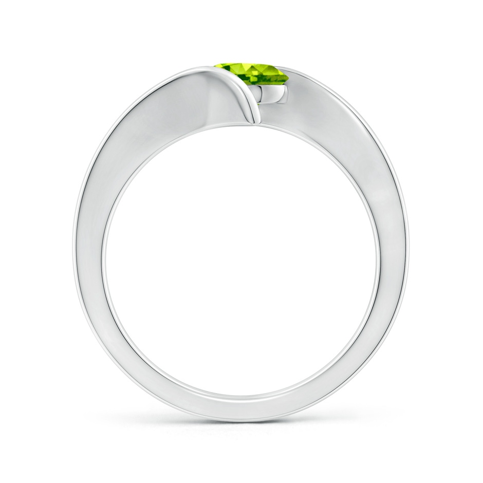 6mm AAA Bar-Set Solitaire Round Peridot Bypass Ring in 18K White Gold side 199