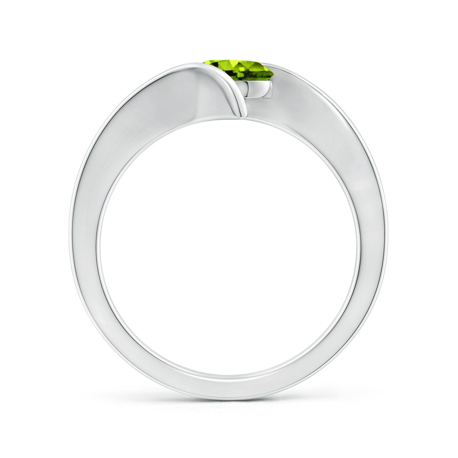 6mm AAAA Bar-Set Solitaire Round Peridot Bypass Ring in 18K White Gold side 199