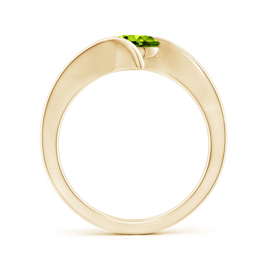 6mm AAAA Bar-Set Solitaire Round Peridot Bypass Ring in Yellow Gold side 199