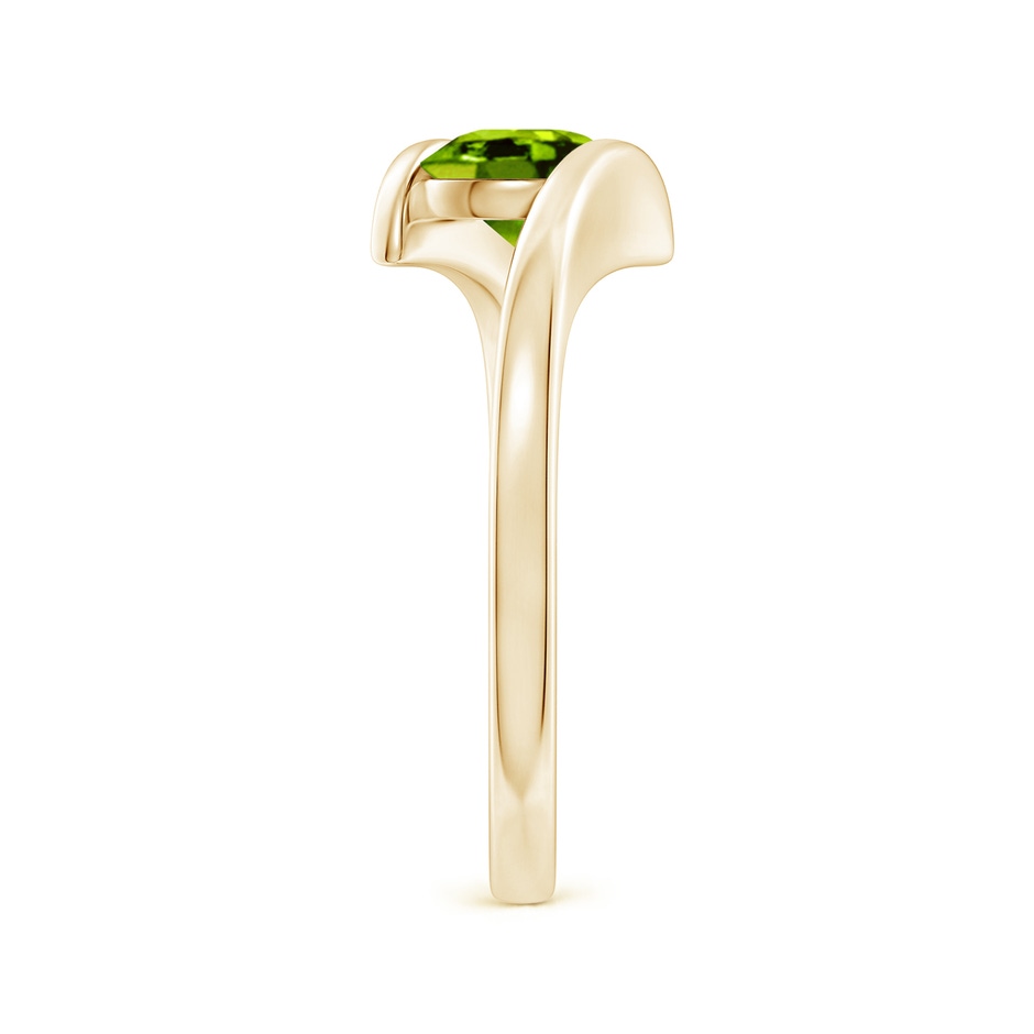 6mm AAAA Bar-Set Solitaire Round Peridot Bypass Ring in Yellow Gold side 299
