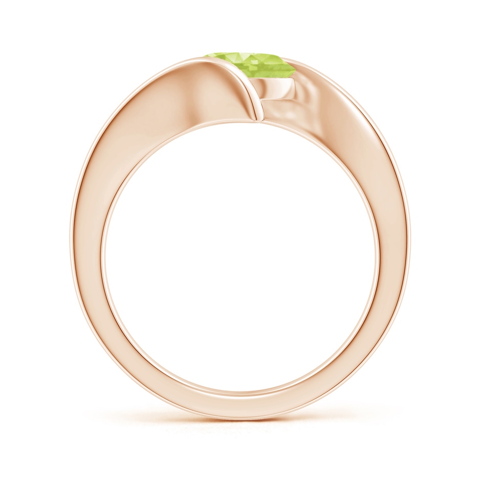 7mm A Bar-Set Solitaire Round Peridot Bypass Ring in 18K Rose Gold side 199