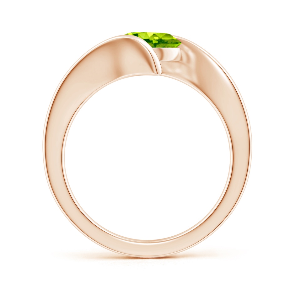 7mm AAA Bar-Set Solitaire Round Peridot Bypass Ring in 18K Rose Gold side 199