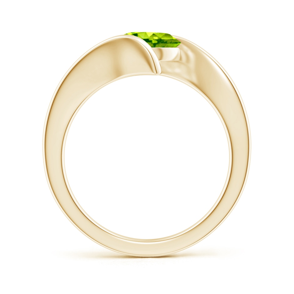 7mm AAA Bar-Set Solitaire Round Peridot Bypass Ring in 18K Yellow Gold side 199