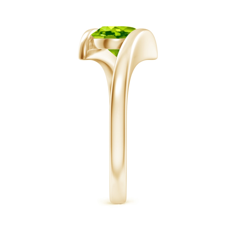 7mm AAA Bar-Set Solitaire Round Peridot Bypass Ring in 18K Yellow Gold side 299