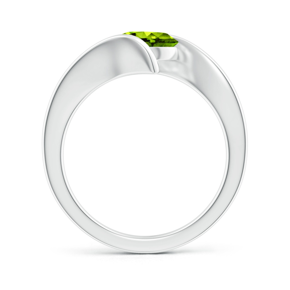 7mm AAAA Bar-Set Solitaire Round Peridot Bypass Ring in P950 Platinum side 199
