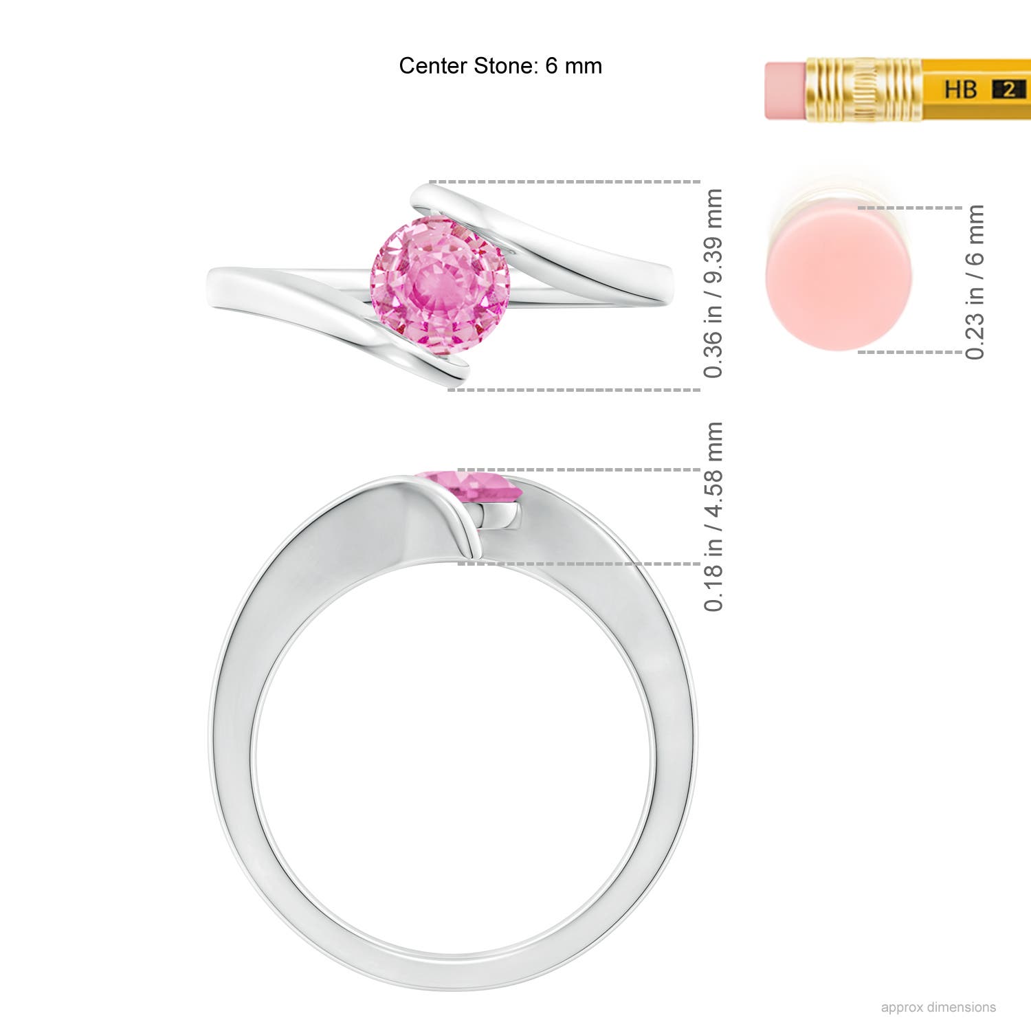 A - Pink Sapphire / 1 CT / 14 KT White Gold