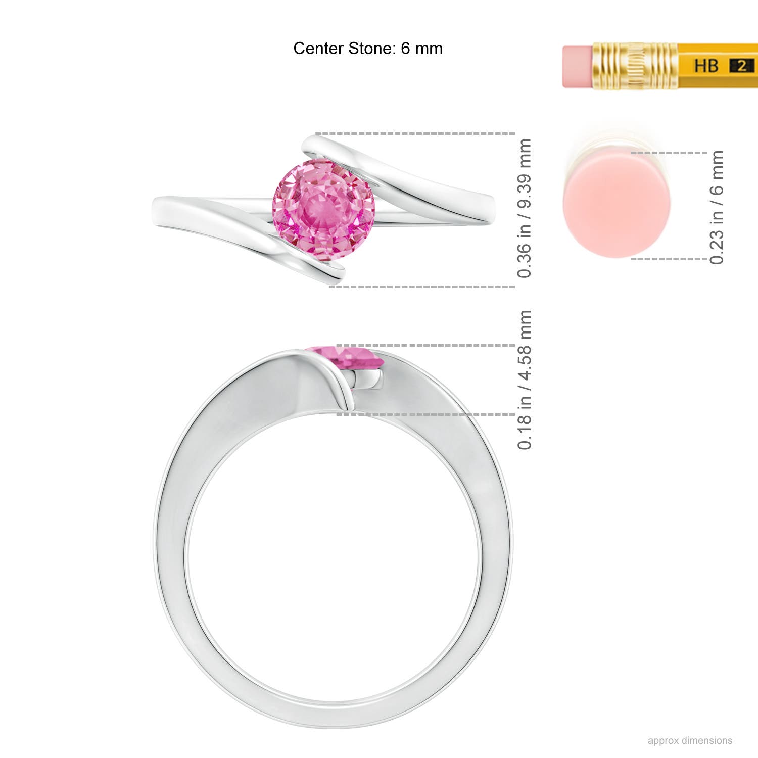 AA - Pink Sapphire / 1 CT / 14 KT White Gold