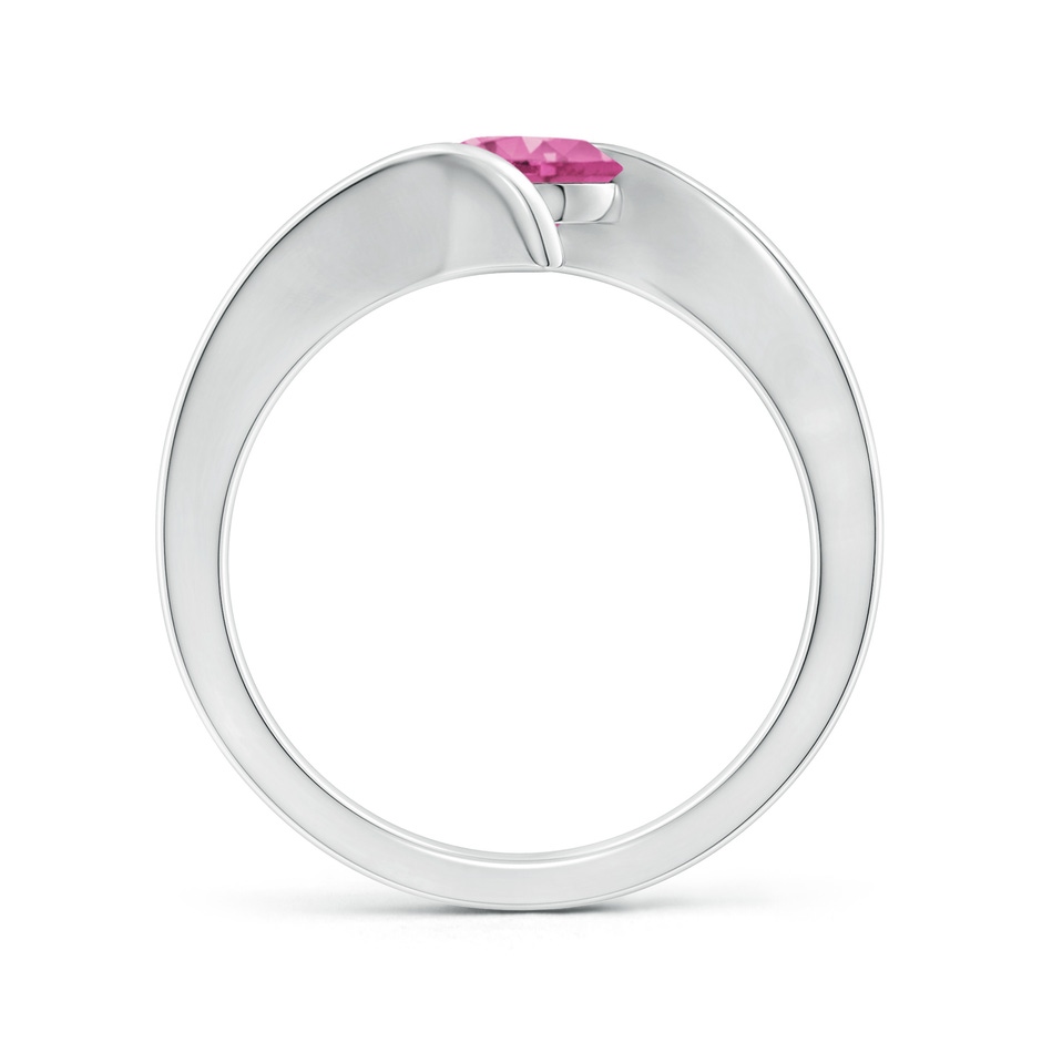 6mm AAA Bar-Set Solitaire Round Pink Sapphire Bypass Ring in White Gold side-1