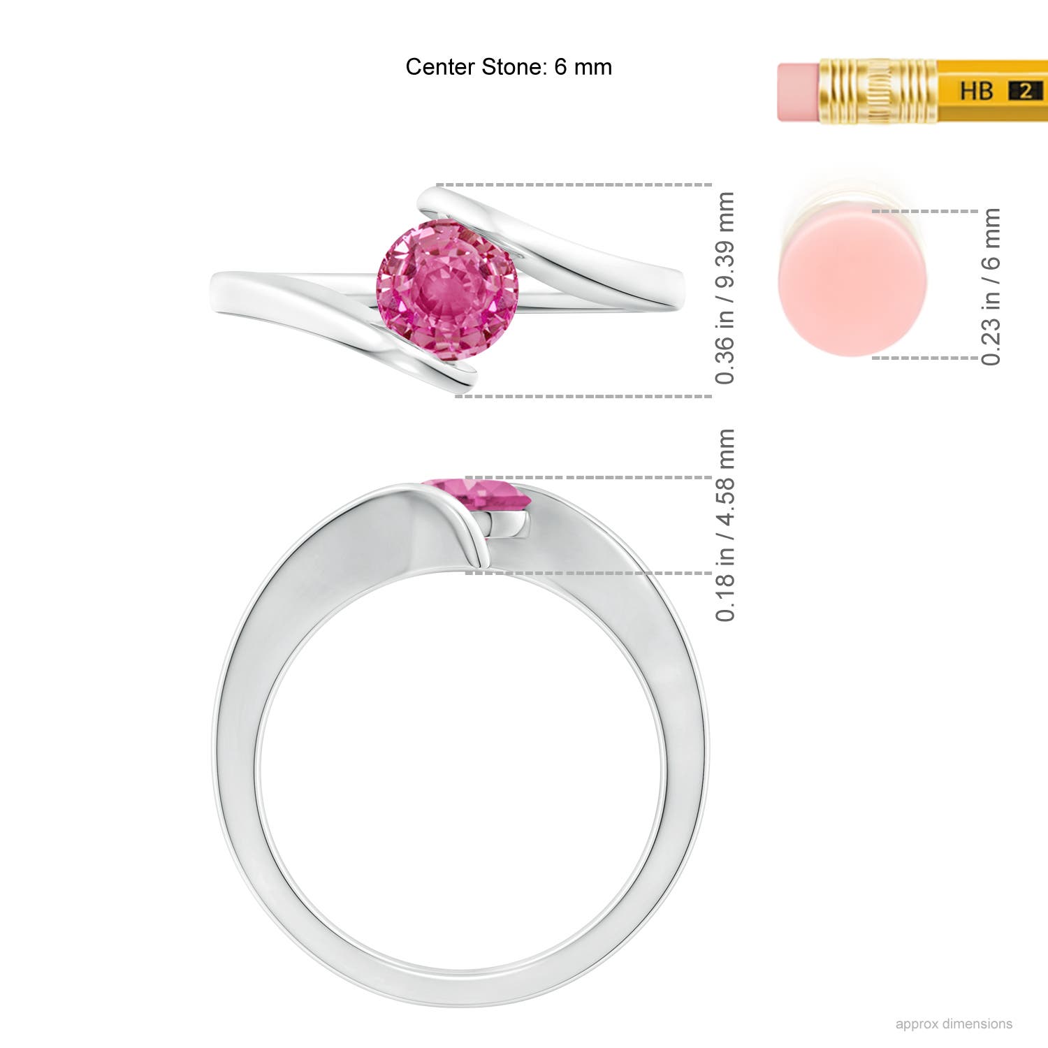 AAA - Pink Sapphire / 1 CT / 14 KT White Gold