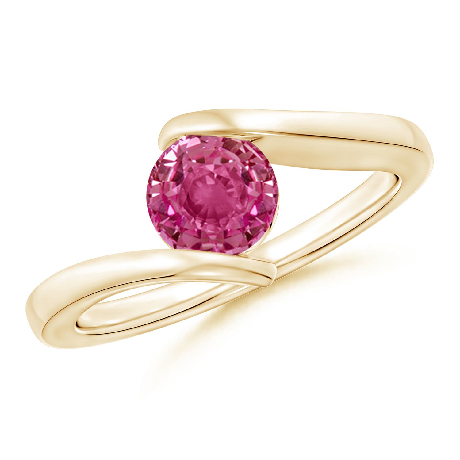 AAAA - Pink Sapphire / 1 CT / 14 KT Yellow Gold