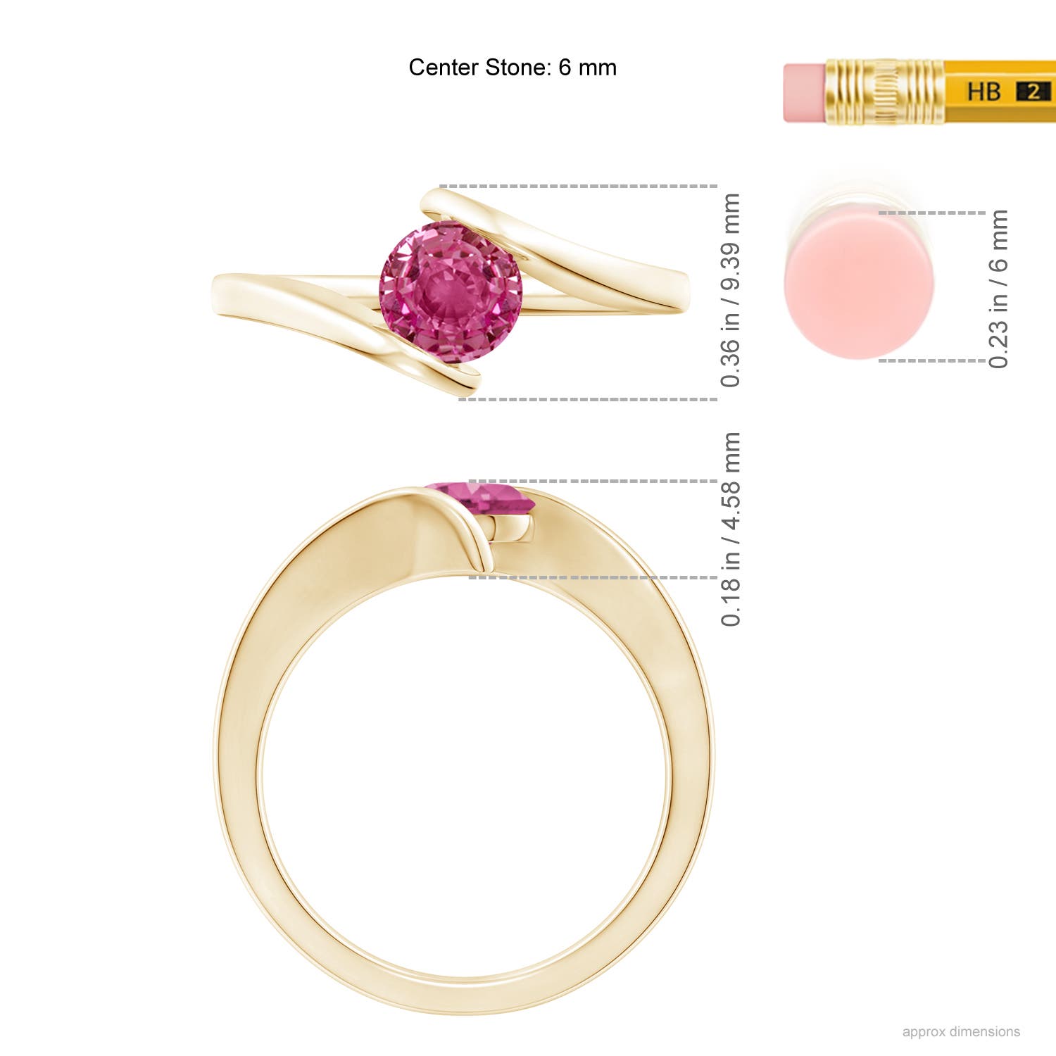 AAAA - Pink Sapphire / 1 CT / 14 KT Yellow Gold