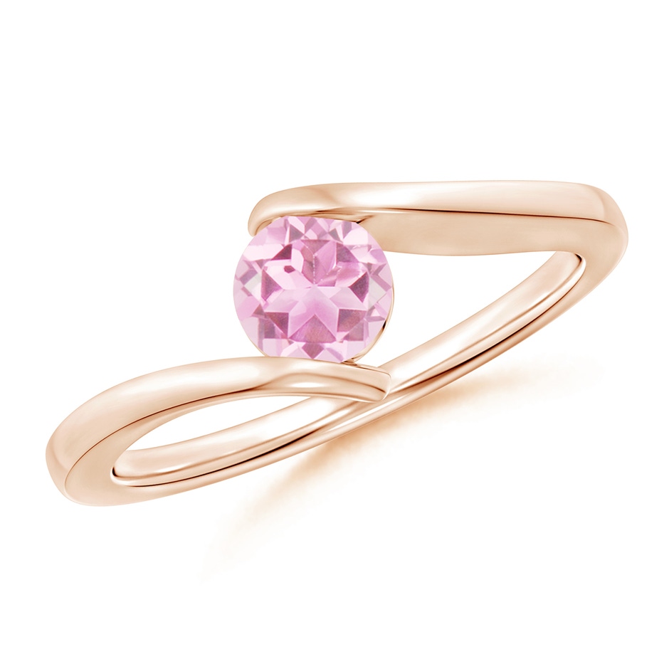 5mm A Bar-Set Solitaire Round Pink Tourmaline Bypass Ring in Rose Gold 