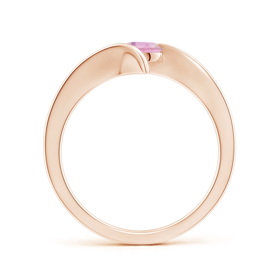 5mm A Bar-Set Solitaire Round Pink Tourmaline Bypass Ring in Rose Gold side-1