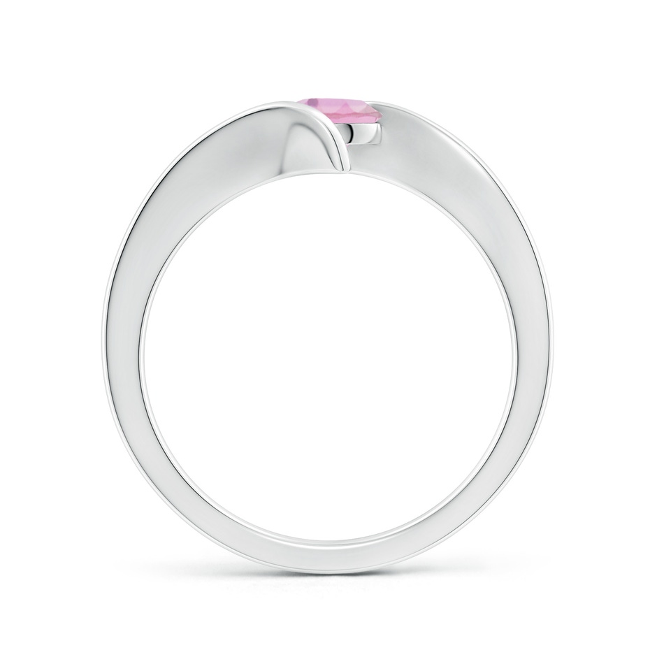 5mm A Bar-Set Solitaire Round Pink Tourmaline Bypass Ring in White Gold side-1