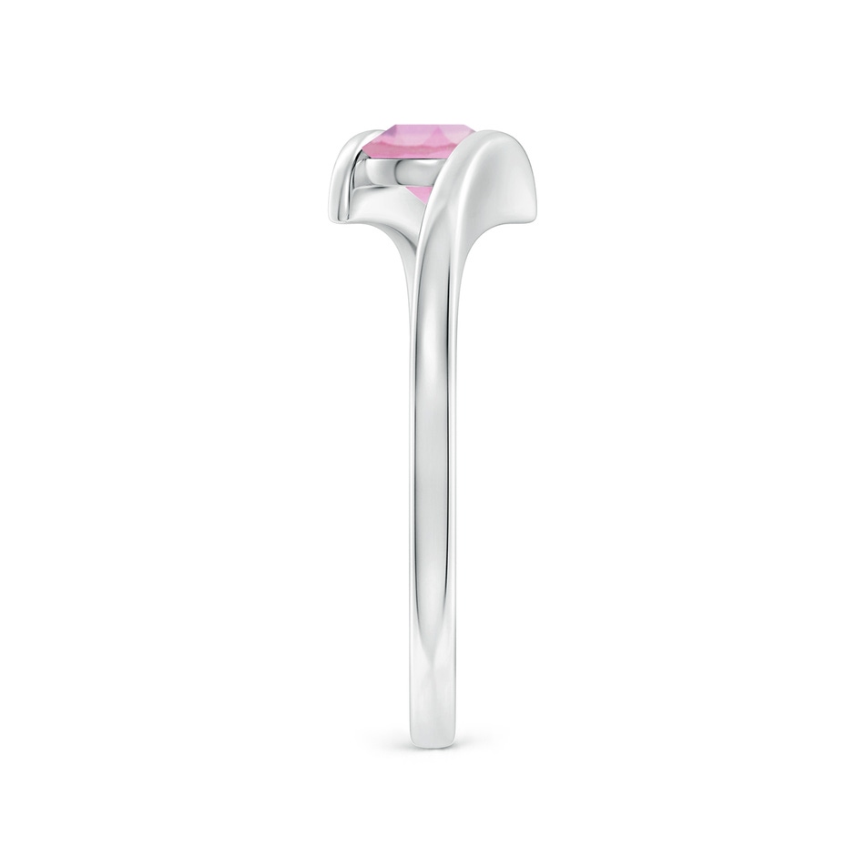5mm A Bar-Set Solitaire Round Pink Tourmaline Bypass Ring in White Gold side-2