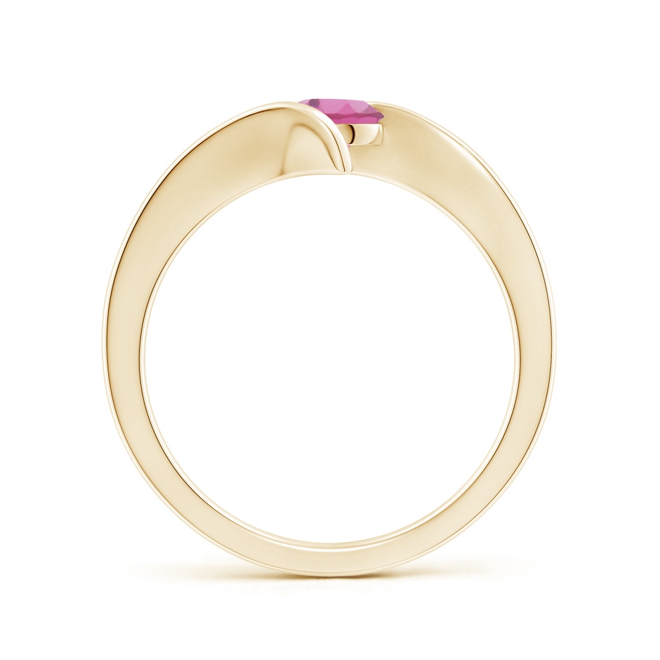 5mm AAA Bar-Set Solitaire Round Pink Tourmaline Bypass Ring in Yellow Gold side-1