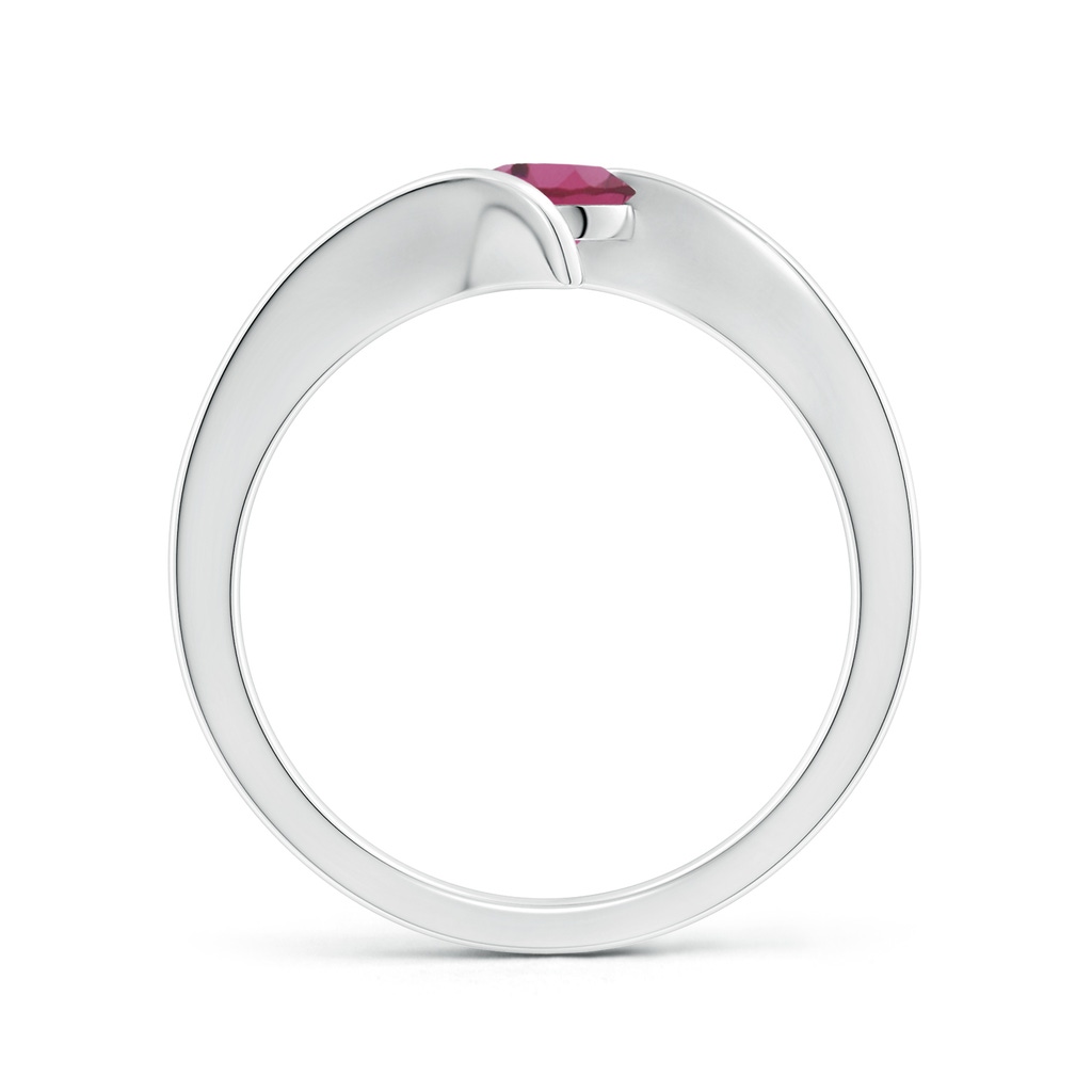 5mm AAAA Bar-Set Solitaire Round Pink Tourmaline Bypass Ring in S999 Silver - side_1