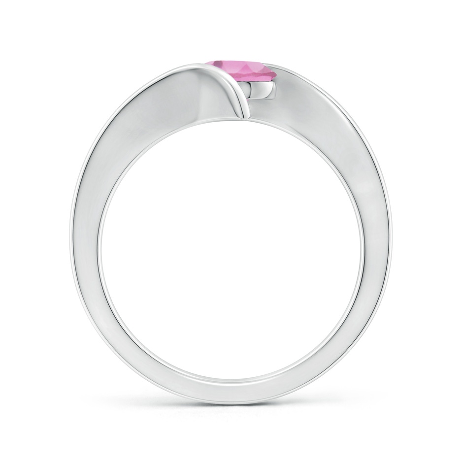 6mm AA Bar-Set Solitaire Round Pink Tourmaline Bypass Ring in White Gold side-1