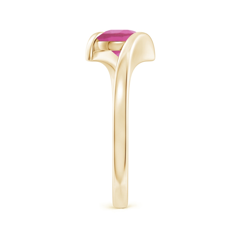 6mm AAA Bar-Set Solitaire Round Pink Tourmaline Bypass Ring in Yellow Gold side-2