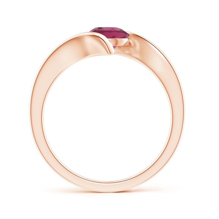 6mm AAAA Bar-Set Solitaire Round Pink Tourmaline Bypass Ring in 10K Rose Gold Product Image