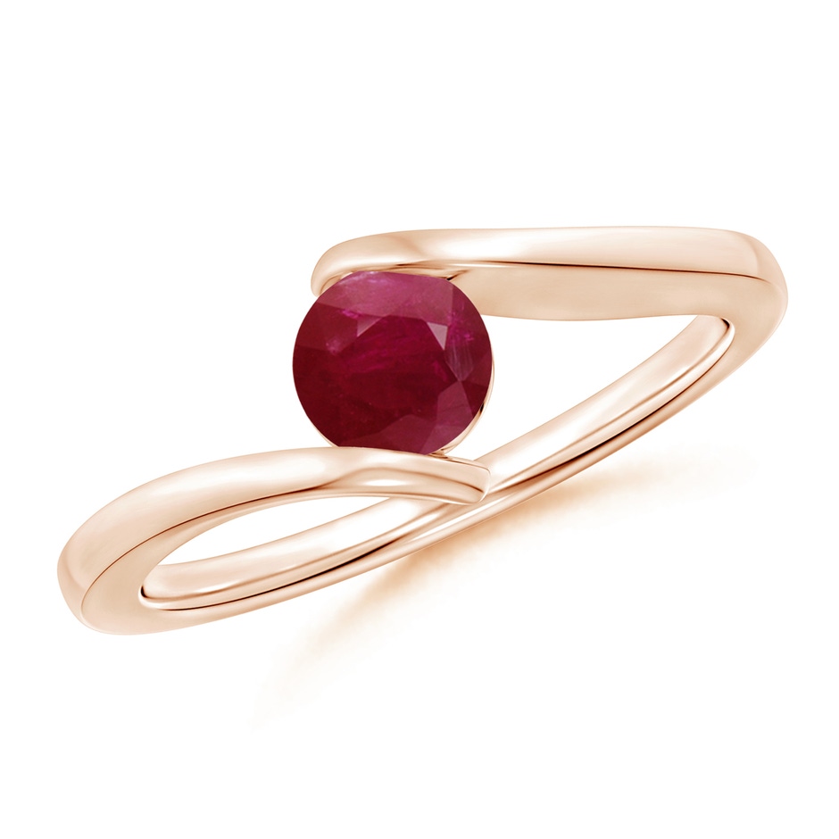 5mm A Bar-Set Solitaire Round Ruby Bypass Ring in Rose Gold 