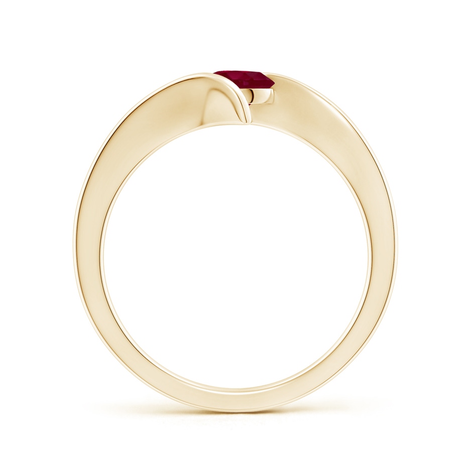 5mm A Bar-Set Solitaire Round Ruby Bypass Ring in Yellow Gold side-1