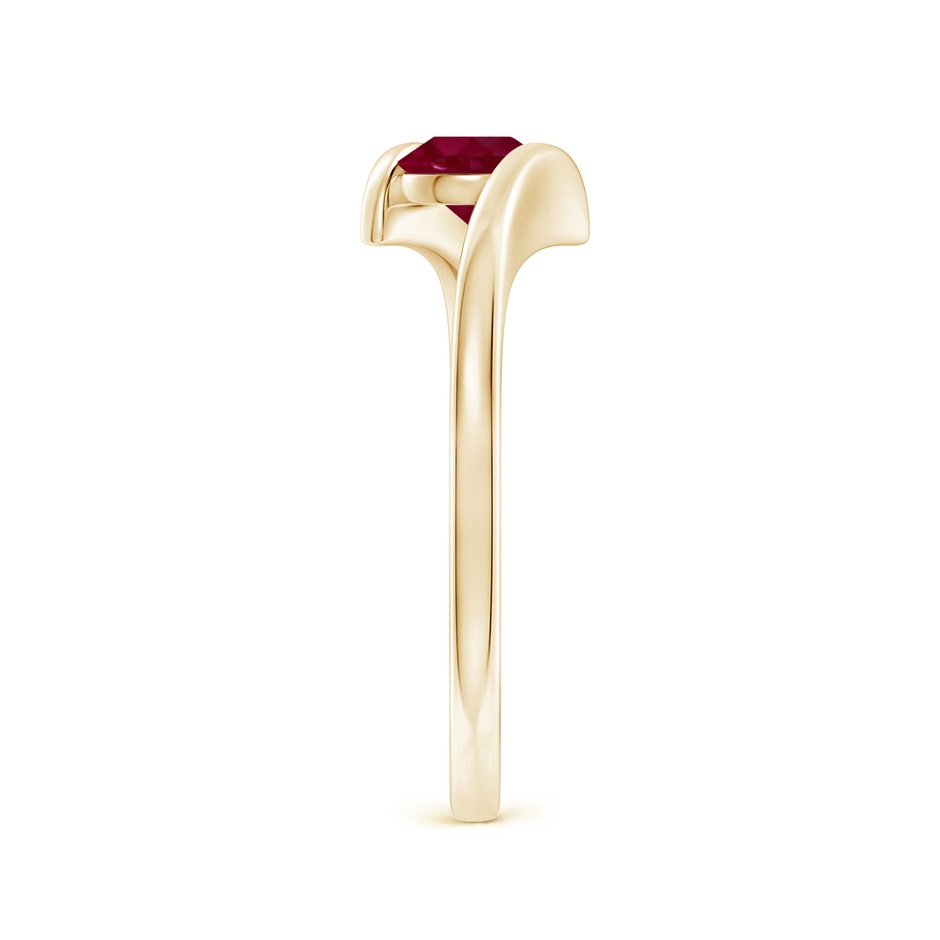 5mm A Bar-Set Solitaire Round Ruby Bypass Ring in Yellow Gold side-2