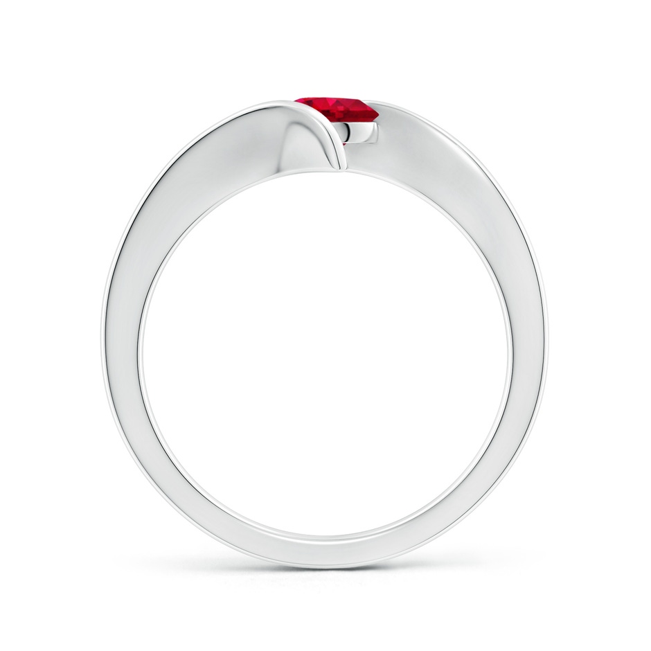 5mm AAA Bar-Set Solitaire Round Ruby Bypass Ring in White Gold side-1