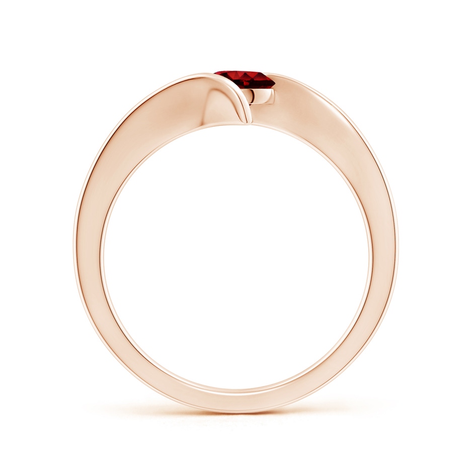 5mm Lab-Grown Bar-Set Solitaire Round Ruby Bypass Ring in Rose Gold side-1