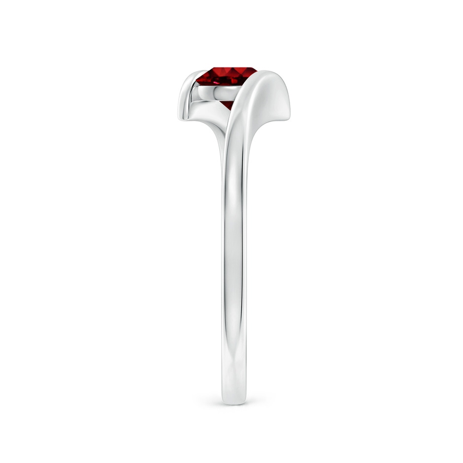 5mm AAAA Bar-Set Solitaire Round Ruby Bypass Ring in S999 Silver side-2